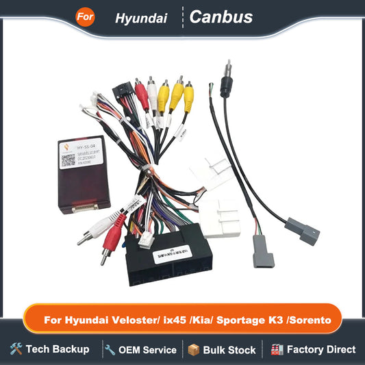 Car 16pin Wiring Harness Adapter Canbus Box Decoder Power Cable For Hyundai Veloster/ ix45 /Kia/ Sportage K3 /Sorento/ Cerato