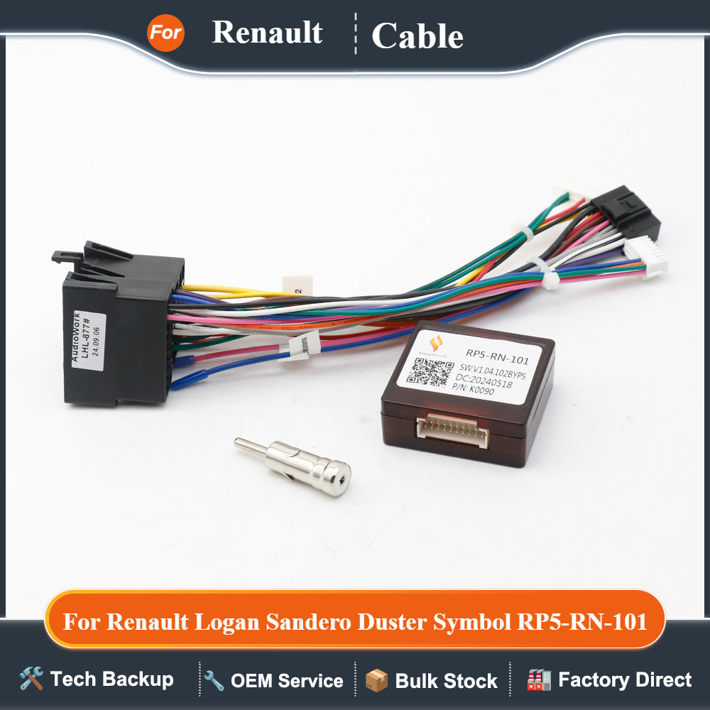 Car 16pin Wiring Harness Adapter Canbus Box Decoder Radio Power Cable For Renault Logan Sandero Duster Symbol RP5-RN-101