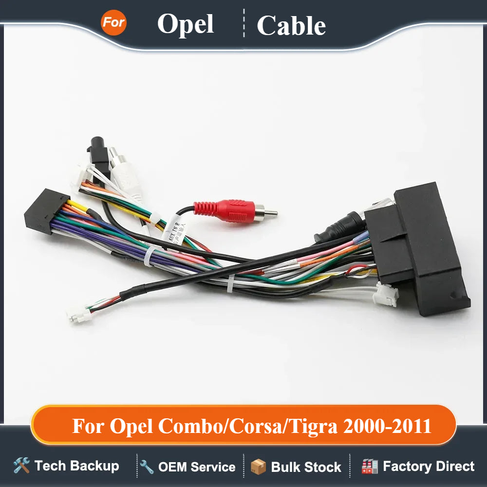 Car 16pin Power Cord Wiring Harness Adapter For Opel Combo/Corsa/Tigra 2000-2011 Installation Head Unit