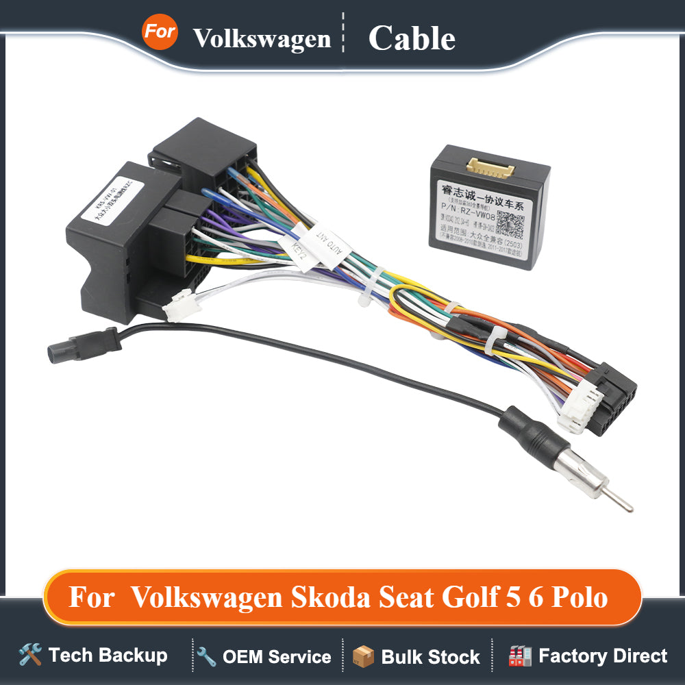 VW-RZ-08 G-RZ-VW58 Canbus Box for Android Volkswagen Skoda Seat Golf 5 6 Polo Passat Jetta Tiguan Touran Car Player Wiring Cable