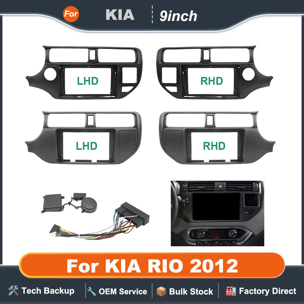 Car 2 Din Audio Radio Fascia Frame For KIA RIO 2012 9 Inch Big Screen Stereo Dash Fitting Panel Trim Kit WITH SRS HOLE