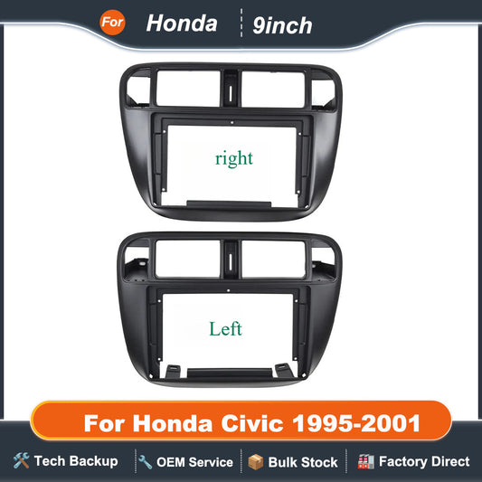 9 Inch Car Fascia Radio Panel for Honda Civic 1995-2001 Dash Kit Install Facia Console Bezel Plate Trim Cover Android Player