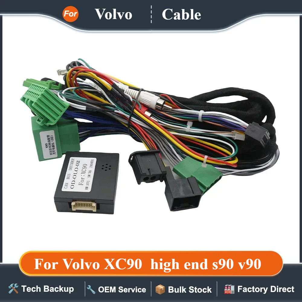 For Volvo XC90  high end s90 v90 cable Car 16Pin Wiring Harness Adapter Canbus Box Decoder Android Radio Power Cable