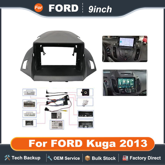 9 Inch 22.86cm Car Radio Stereo Frame 2Din Head Unit Fascia Android Player Dash Board Casing Electric Cable for FORD Kuga 2013