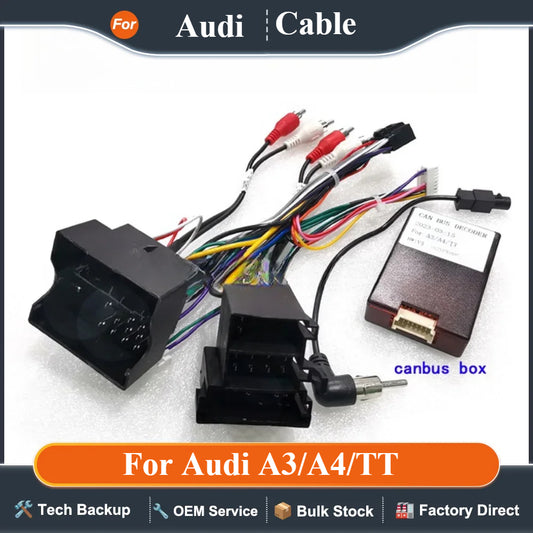 Auto 16 pin Android Wiring Harness Power Cable Adapter with Canbus Box For Audi A3/A4/TT Cable For Car radio Multimedia Player