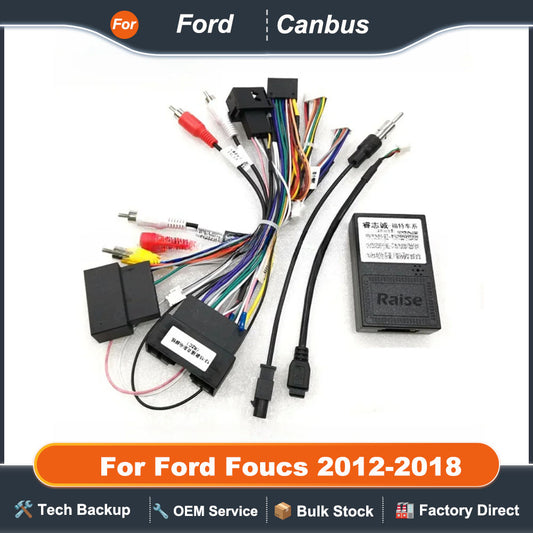16 Pin Power Connector With Speaker Cable Canbus Box For Ford Foucs 2012-2018/Kuga/Ecosport/Edge/F150 Android 2 Din GPS Radio