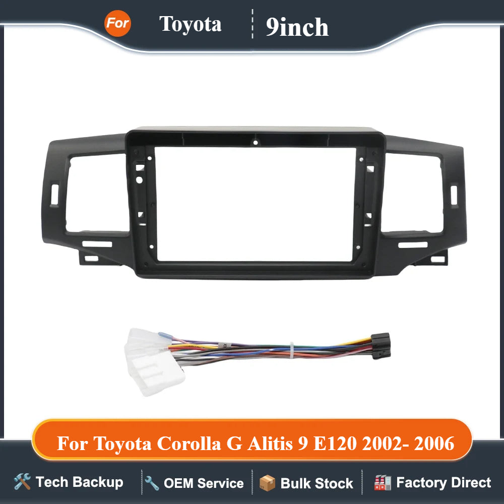 For Toyota Corolla G Alitis 9 E120 2002- 2006 9Inch Car Radio Fascias Android MP5 Stereo Player 2 Din Head Unit Panel Dash Frame