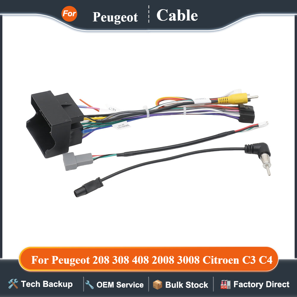 16 Pin to 56Pin Wiring Harness CanBus Decoder for Peugeot 208 308 408 2008 3008 Citroen C3 C4 Connector Head Unit Cable Adapter