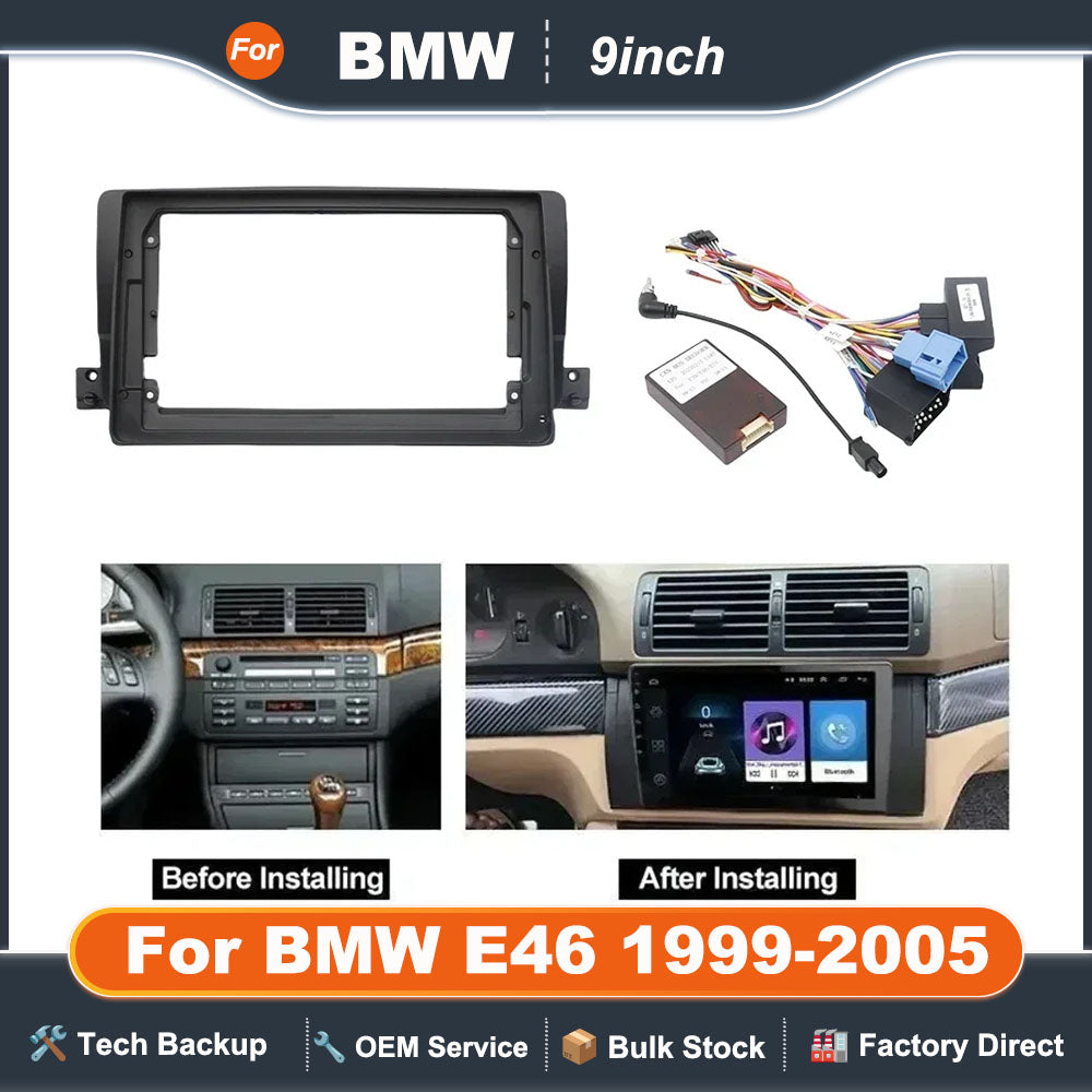 For BMW E46 1999-2005 9 inch Car Audio Radio Big Screen 2DIN Fascia Frame Adapter CD/DVD Player Dash Fitting Panel Frame Kit