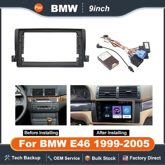For BMW E46 1999-2005 9 inch Car Audio Radio Big Screen 2DIN Fascia Frame Adapter CD/DVD Player Dash Fitting Panel Frame Kit