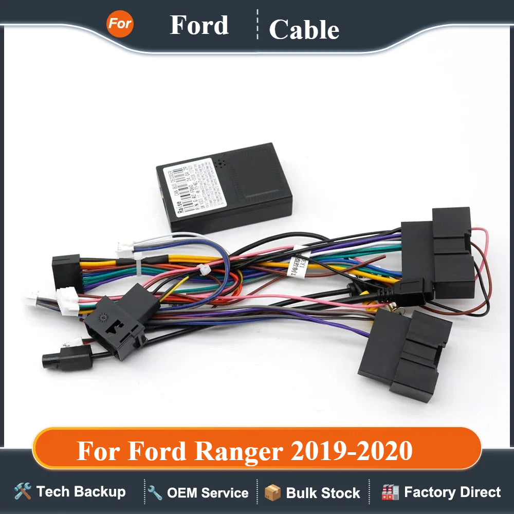 Car Audio 16PIN Android Power Cable Adapter With Canbus Box For Ford Ranger 2019-2020  MP5 DVD  Wiring Harness