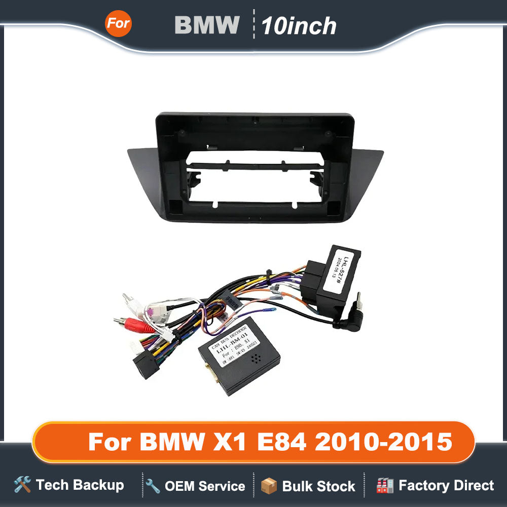 10."Car Radio Fascia For BMW X1 E84 2010-2015 Video Panel Player Audio Dash 2 Din Frame Dashboard Mount Kit Cable Canbus Adapter
