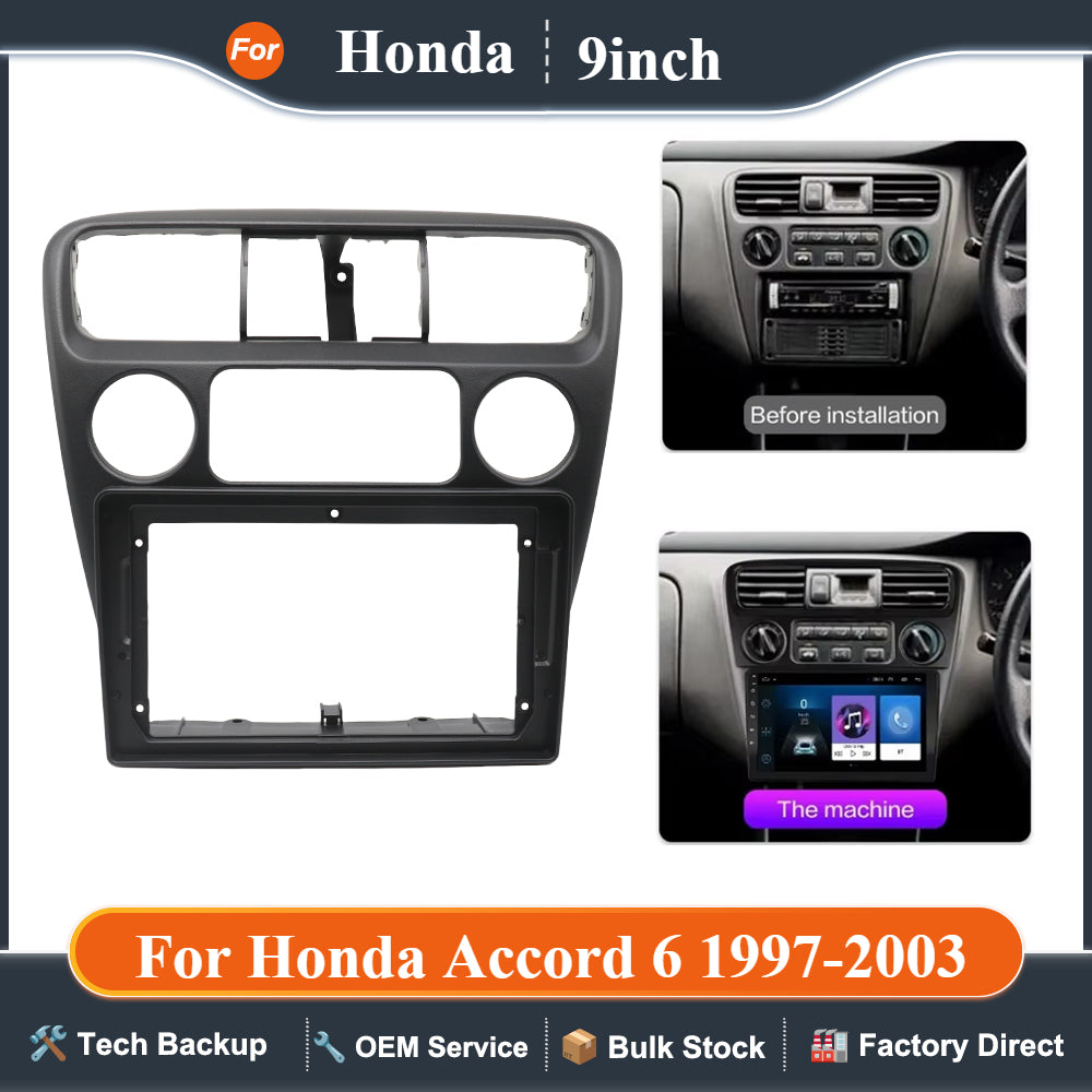 9Inch Car Radio Fascia For Honda Accord 6 1997-2003  GPS MP5 Android Stereo Player 2 Din Head Unit  Panel Dash Frame Trim