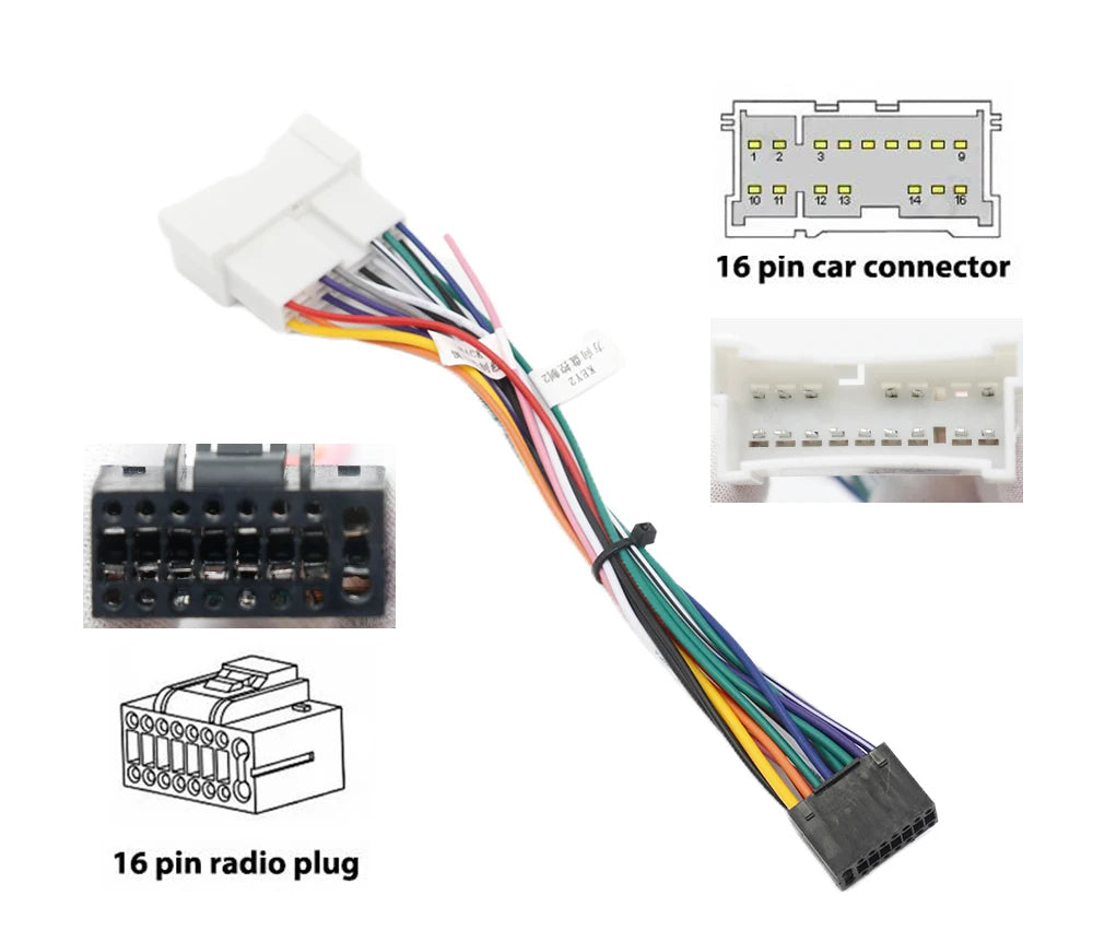16 Pin Radio Wiring Harness Connector Car Android Cable Adapter for Hyundai Tucson Sonata Accent Getz Kia Rio Cerato Spectra