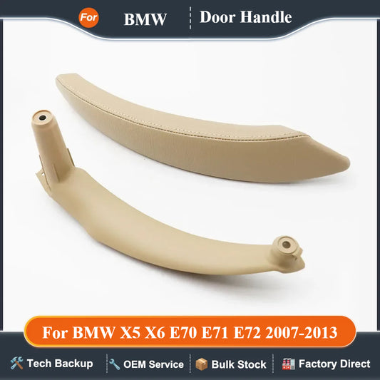 Interior Car Left Right Passenger Door Handle Leather Cover Trim Replacement For BMW X5 X6 E70 E71 E72 2007-2013