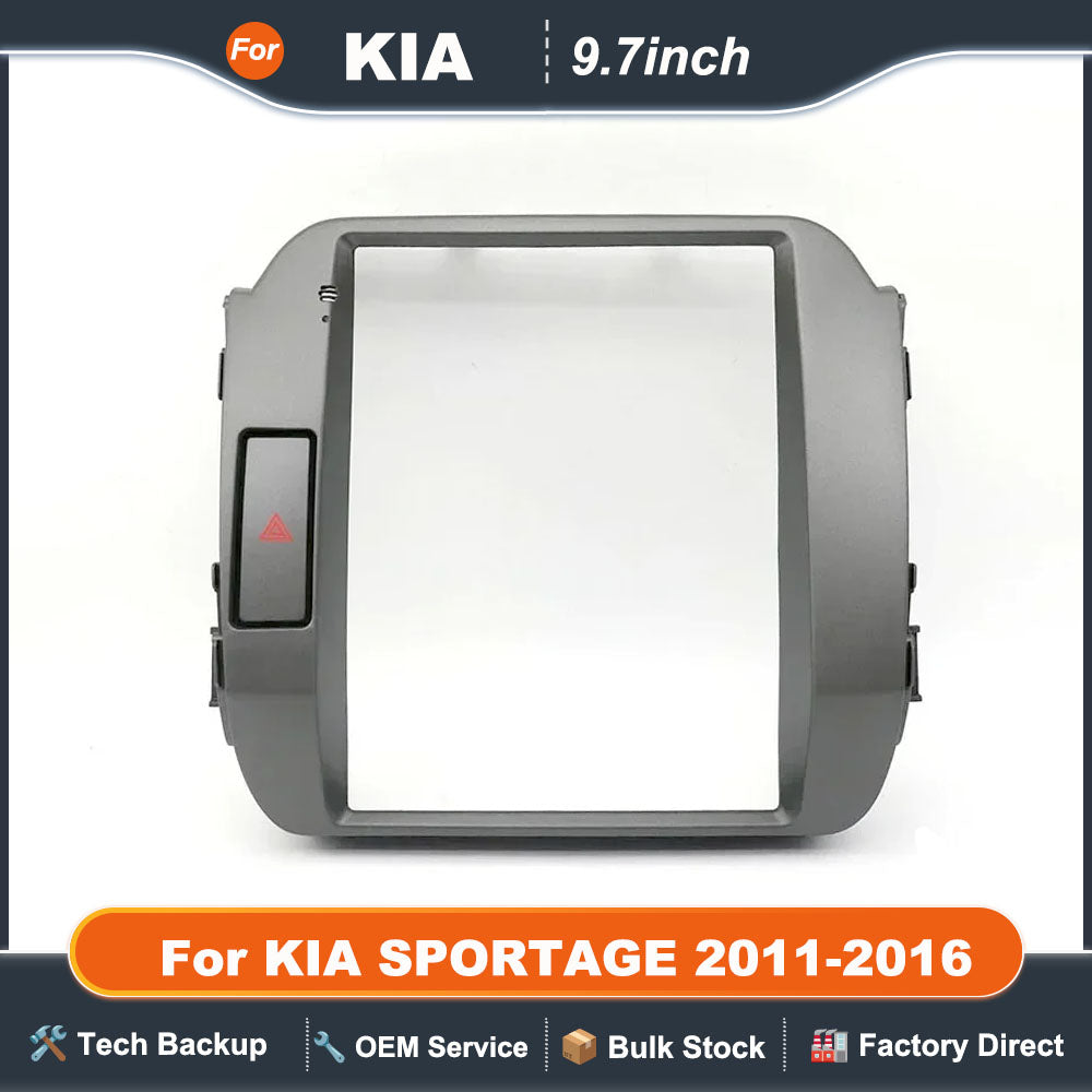 For KIA SPORTAGE 2011-2016 9.7 Inch 2 Din Car Radio Fascias Tesla Style Multimedia Frame Video Player Navigation DVD Panel Trim