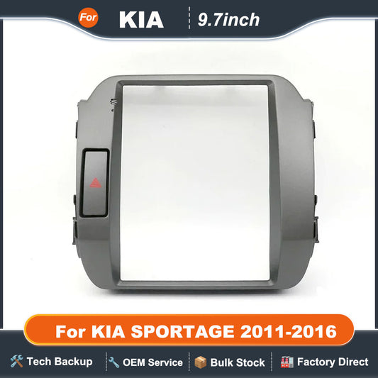 For KIA SPORTAGE 2011-2016 9.7 Inch 2 Din Car Radio Fascias Tesla Style Multimedia Frame Video Player Navigation DVD Panel Trim