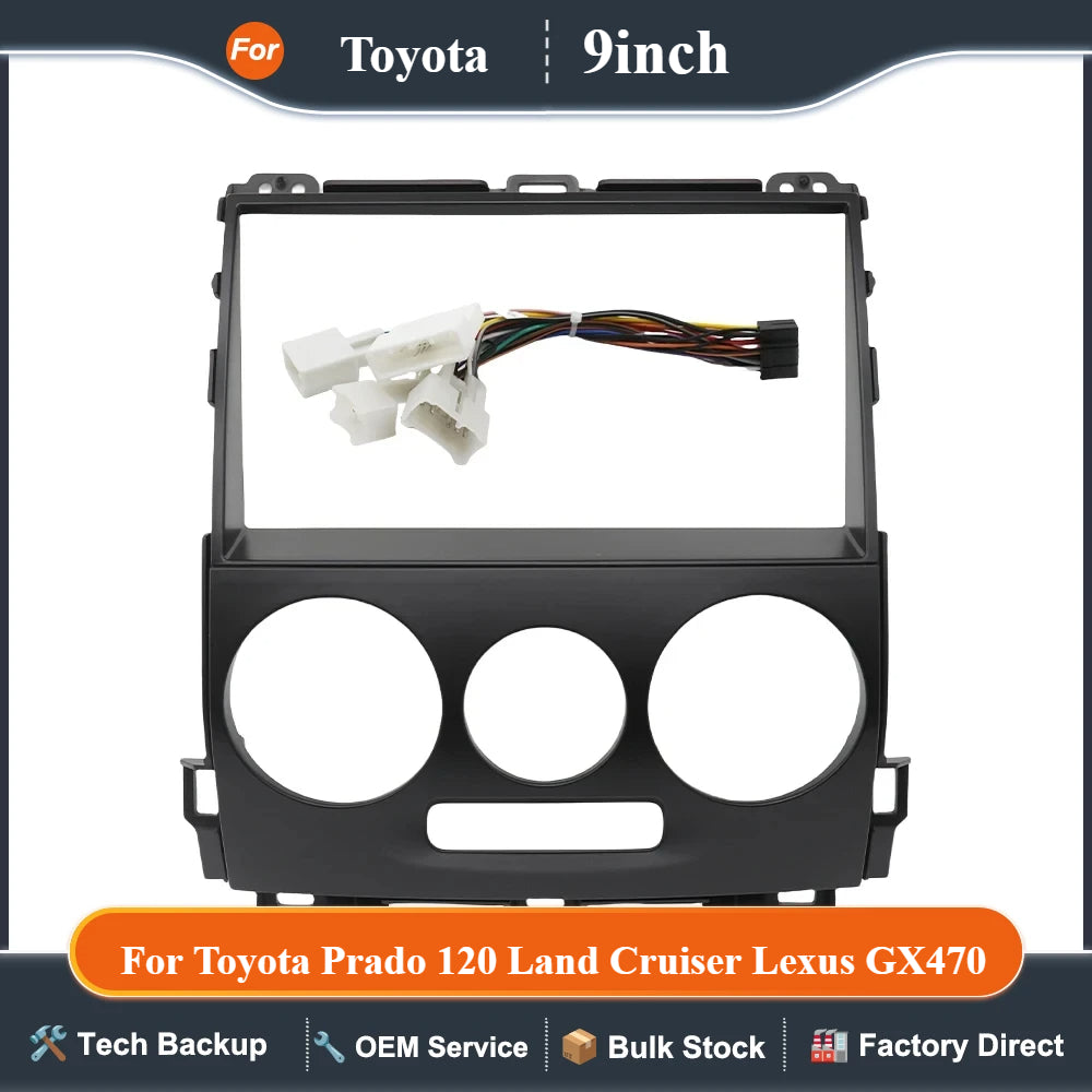 9 Inch Car Frame Fascia Adapter Canbus Box Android Radio Dash Fitting Panel Kit For Toyota Prado 120 Land Cruiser Lexus GX470