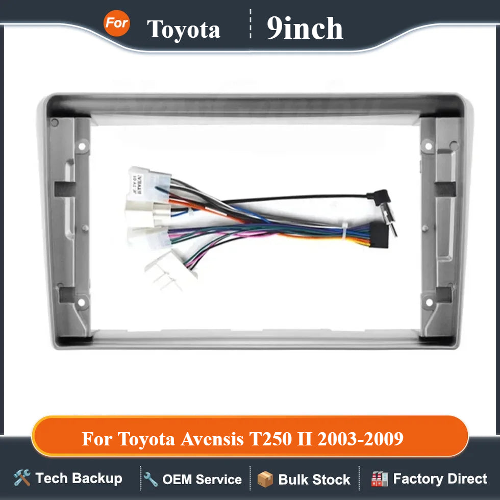 9" 2Din Car Radio CD DVD GPS Stereo Panel Dash Mount Trim Kit Interface Frame  Fascia For Toyota Avensis T250 II 2003-2009