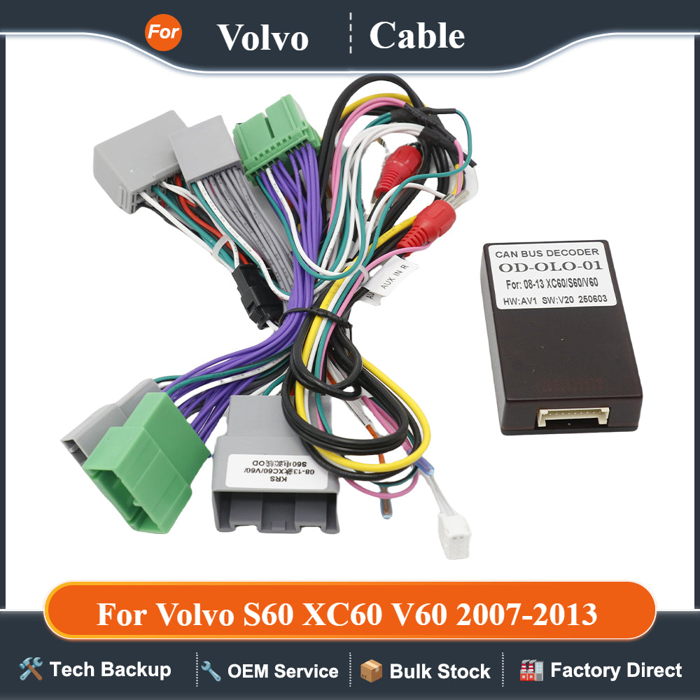2 Din Car Audio Wiring Harness 16 Pin DVD with Canbus Box for Volvo S60 XC60 V60 2007-2013 Stereo Android Wiring Harness