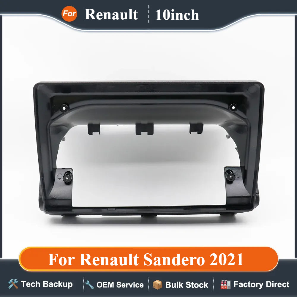 For Renault Sandero 2021 LHD 10 Inch Car Frame Fascia Adapter Canbus Box Decoder Android Radio Dash Fitting Panel Kit