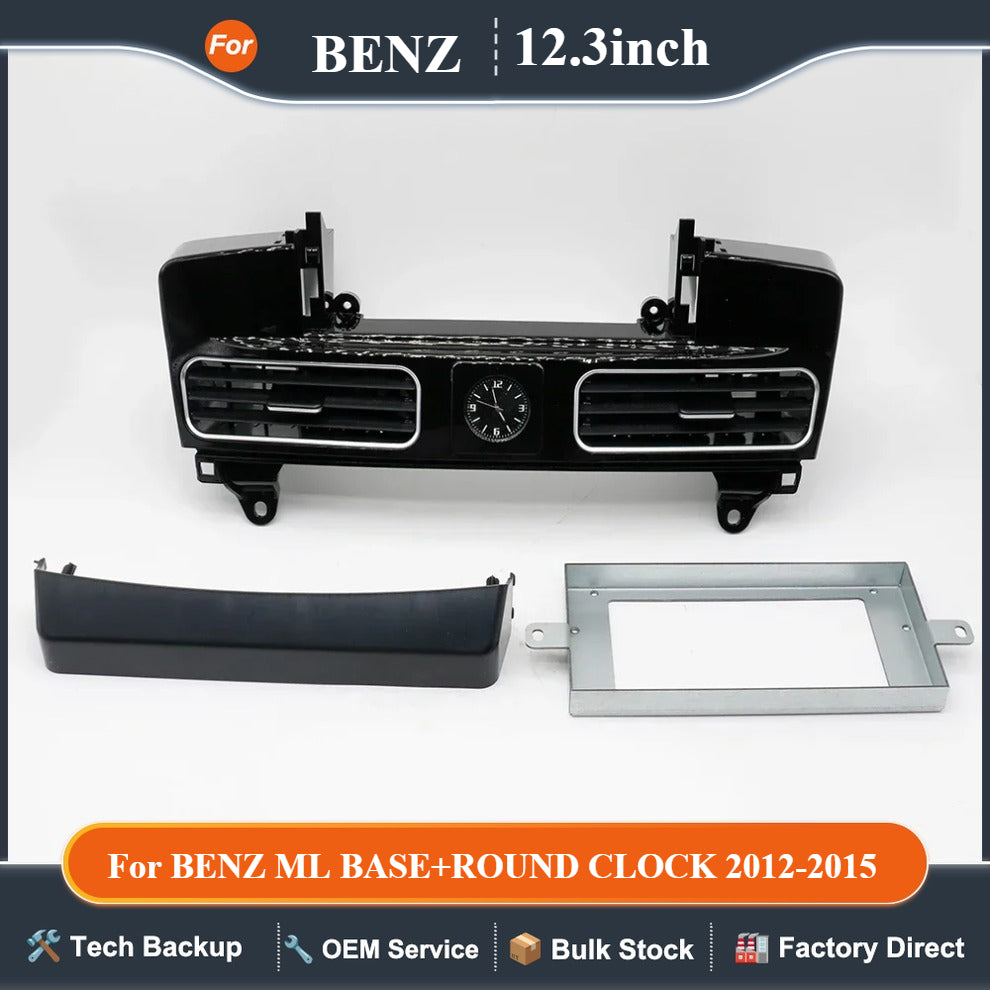 Car Stereo Frame For 2012-2015 12.3 Inch 31.242cm for BENZ ML BASE+ROUND CLOCK Car Radio Stereo Android Player Fascias Panel