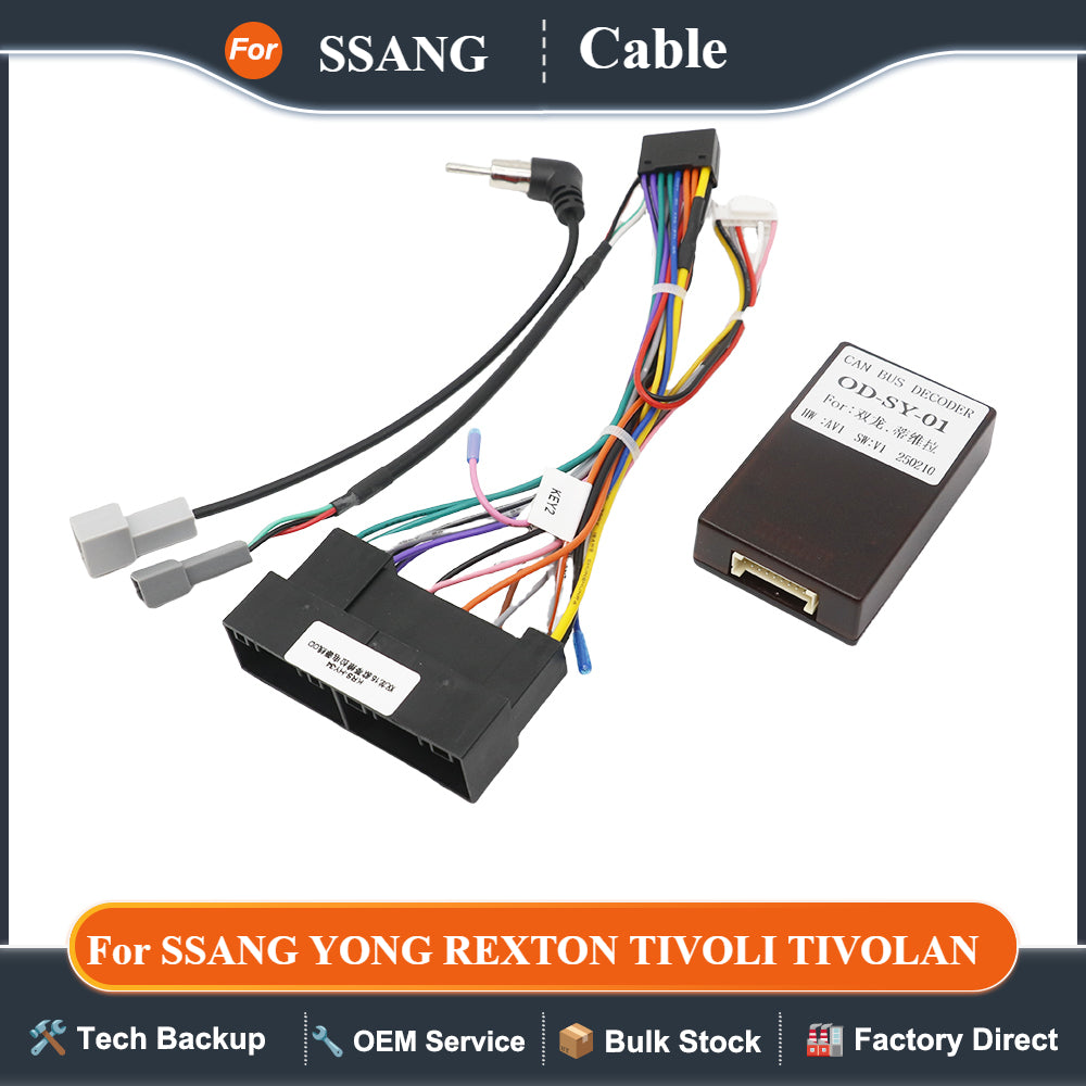 For SSANG YONG REXTON TIVOLI TIVOLAN for Korando Tivina ACTYON KYRON Car Radio Android Stereo Harness Dashboard Cable Canbus
