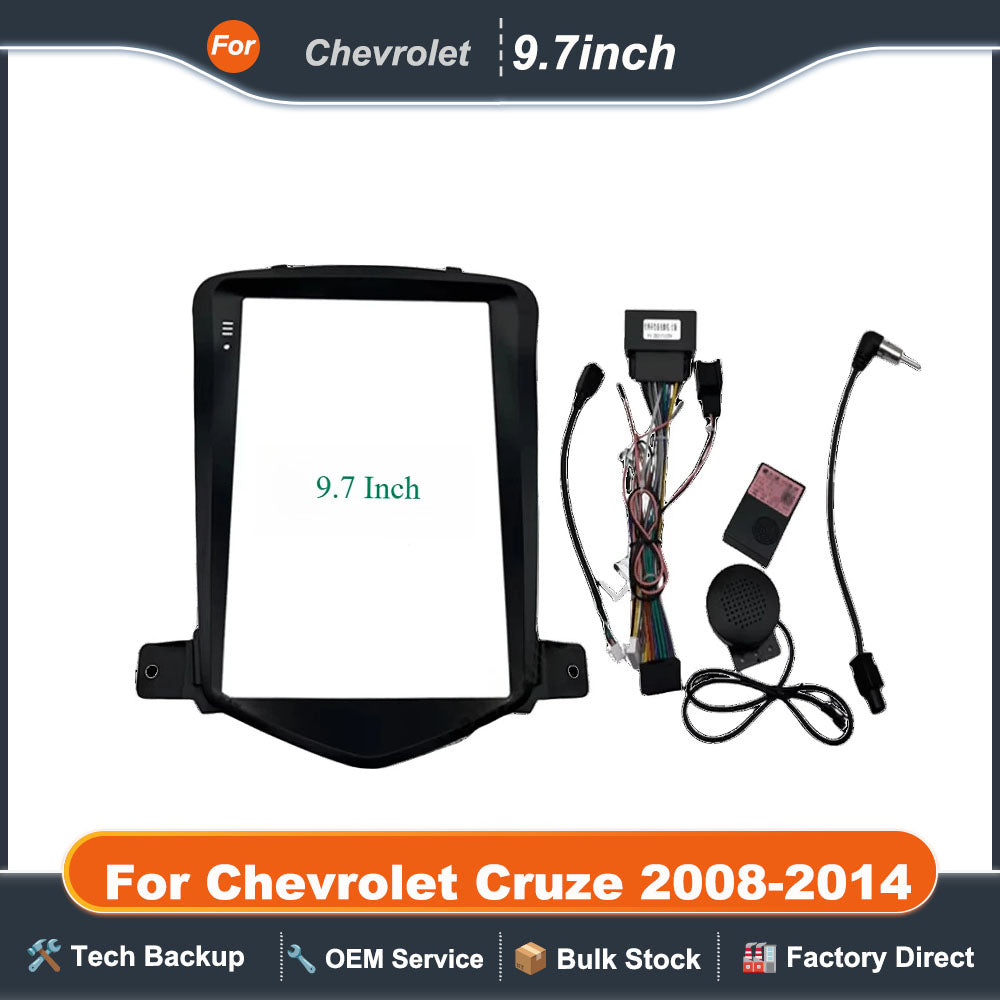 9.7 Inch For Chevrolet Cruze 2008-2014 Tesla Style Car Radio Fascia Head Unit Panel Player Andriod MP5 Frame Install Trim Kit