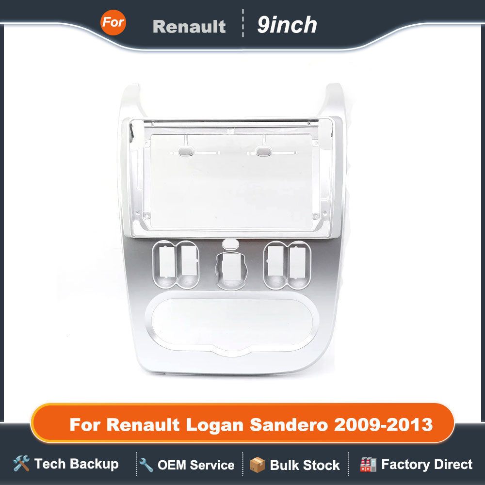 9 Inch For Renault Logan Sandero 2009-2013 Car Radio Android MP5 Player Casing Frame 2Din Head Unit Fascia Dash Cover Panel Trim