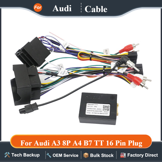 16 Pin Plug for Audi A3 8P A4 B7 TT CAN Bus Decoder Quadlock Harness Adapter Quad Lock Connector RCA Car Android Wiring Cable