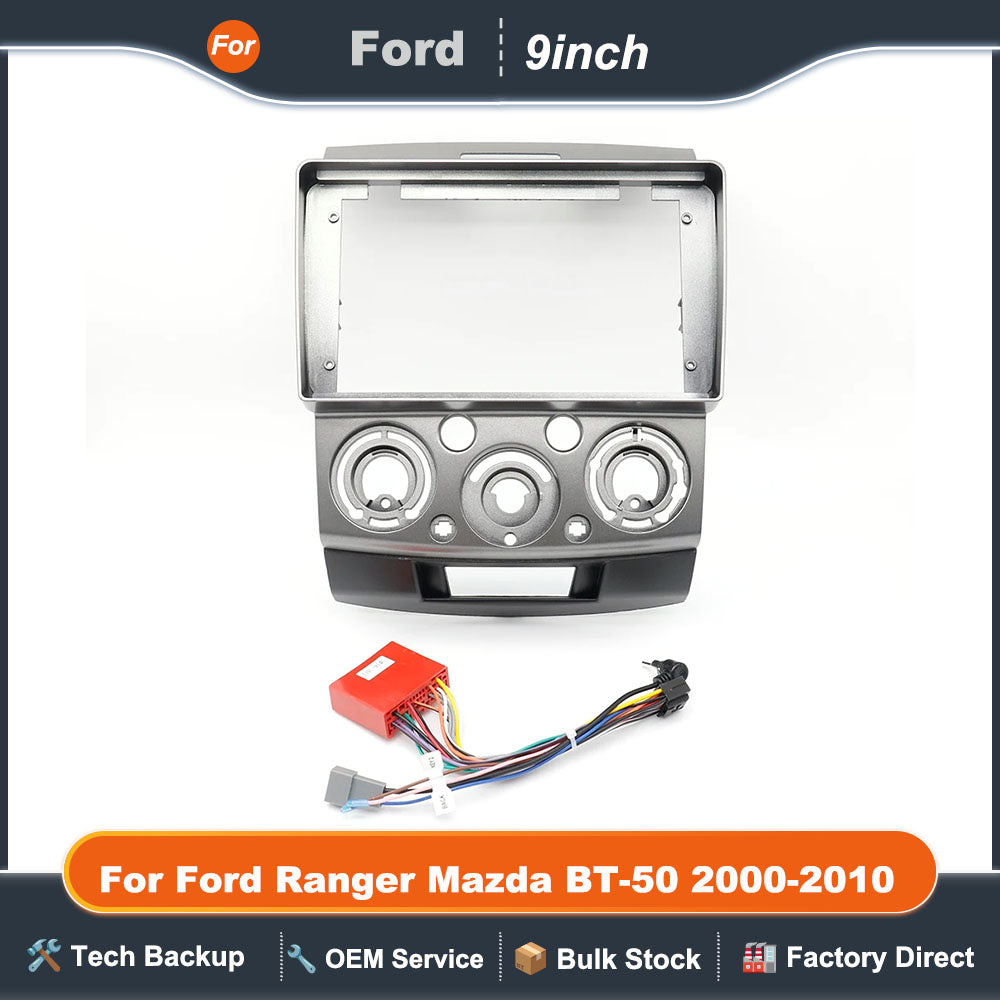 2 Din 9 Inch Car Radio Installation DVD GPS Mp5 ABS PC Plastic Fascia Plane Frame for Ford Ranger Mazda BT-50 2000-2010 Dash Kit
