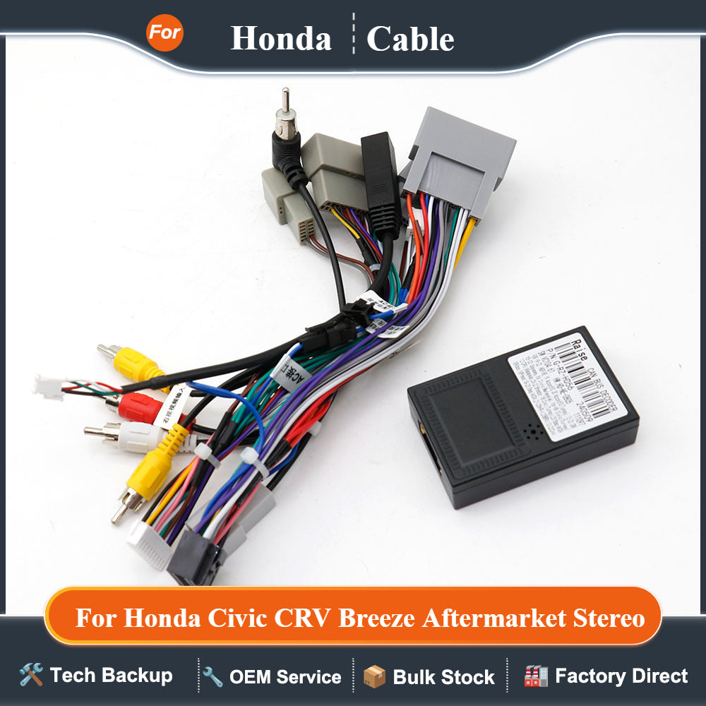 KARUIS Car 16pin Audio Wiring Harness With Canbus Box For Honda Civic CRV Breeze Aftermarket Stereo Installation Wire Adapter