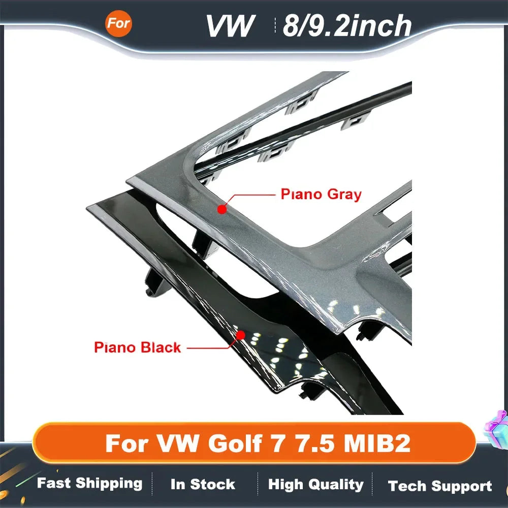 8 Inch 9.2 Inch Car Radio Frame For VW Golf 7 7.5 MIB2 Decorative Piano Black/Gray/Carbon Fibre Touch Screen Bezel Trim Fascias