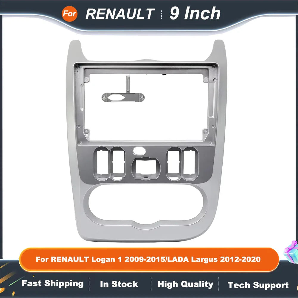 9 Inch Car Radio Fascia Frame for Renault Logan 1 2009-2015  Lada Largus 2012-2020 2DIN Dash Panel Audio Video Kit