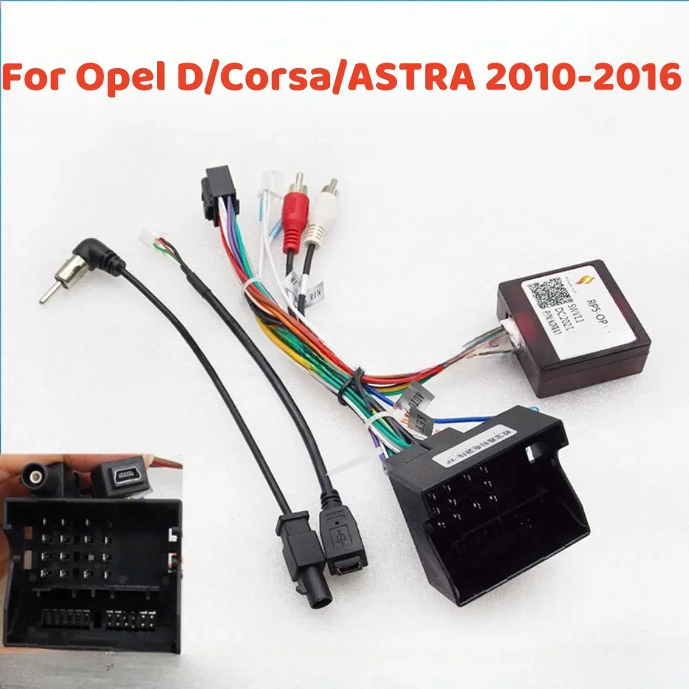 Car Audio 16 Pin Android 2 Din GPS Video Power Cable Adapter With Canbus Box RP5-OP-001 For Opel D/Corsa/ASTRA 2010-2016