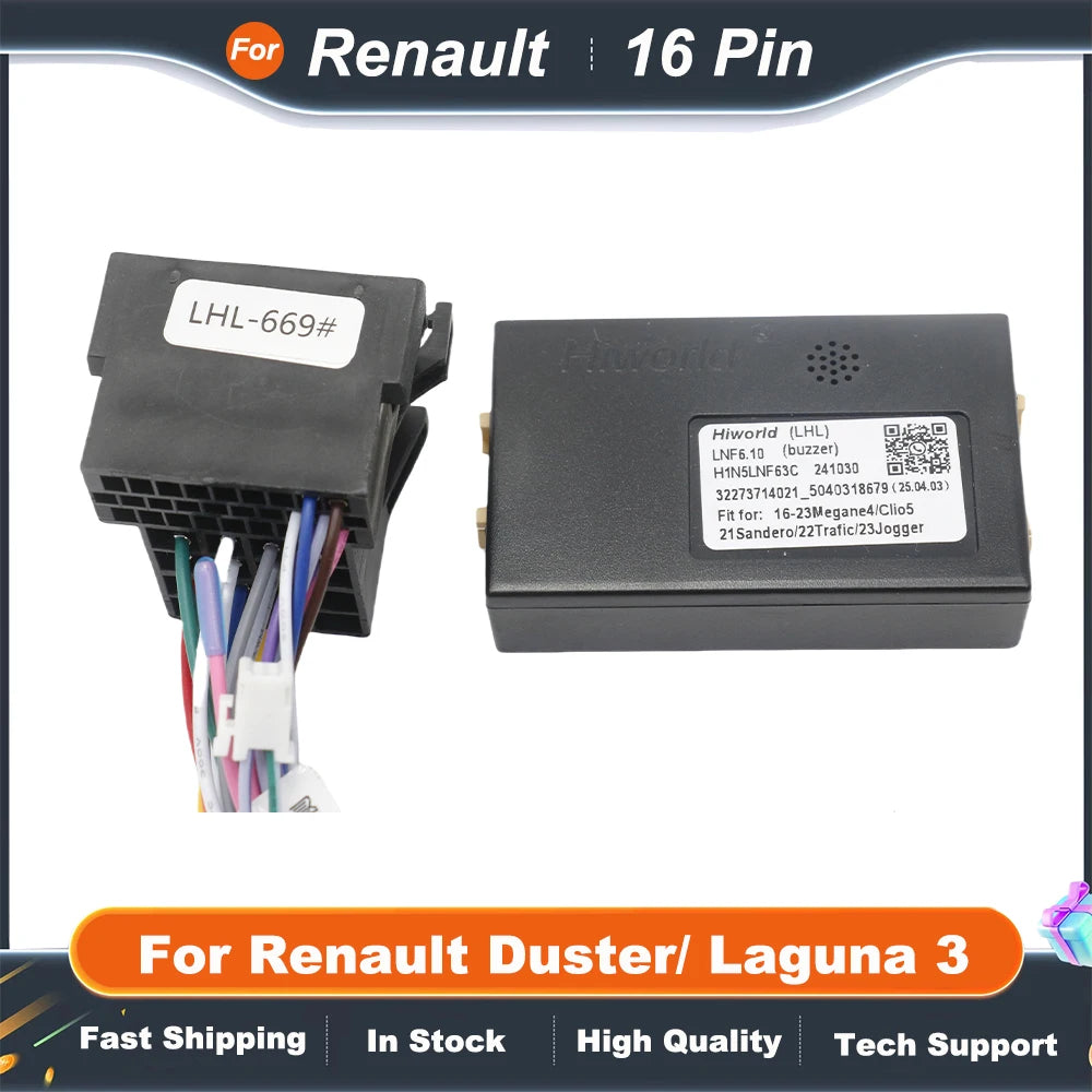 16 Pin Canbus Box With Cable Adaptor For Renault Duster/ Laguna 3 Radio Car With Wiring Harness Cable Android Car Radio