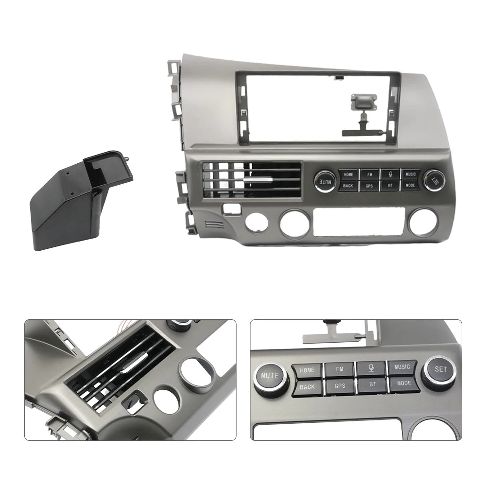 Car Radio Fascia 12.3 inch for 2008-2011 HONDA CIVIC 2 Din Stereo Player Install Surround Panel Dash Kit GPS Frame