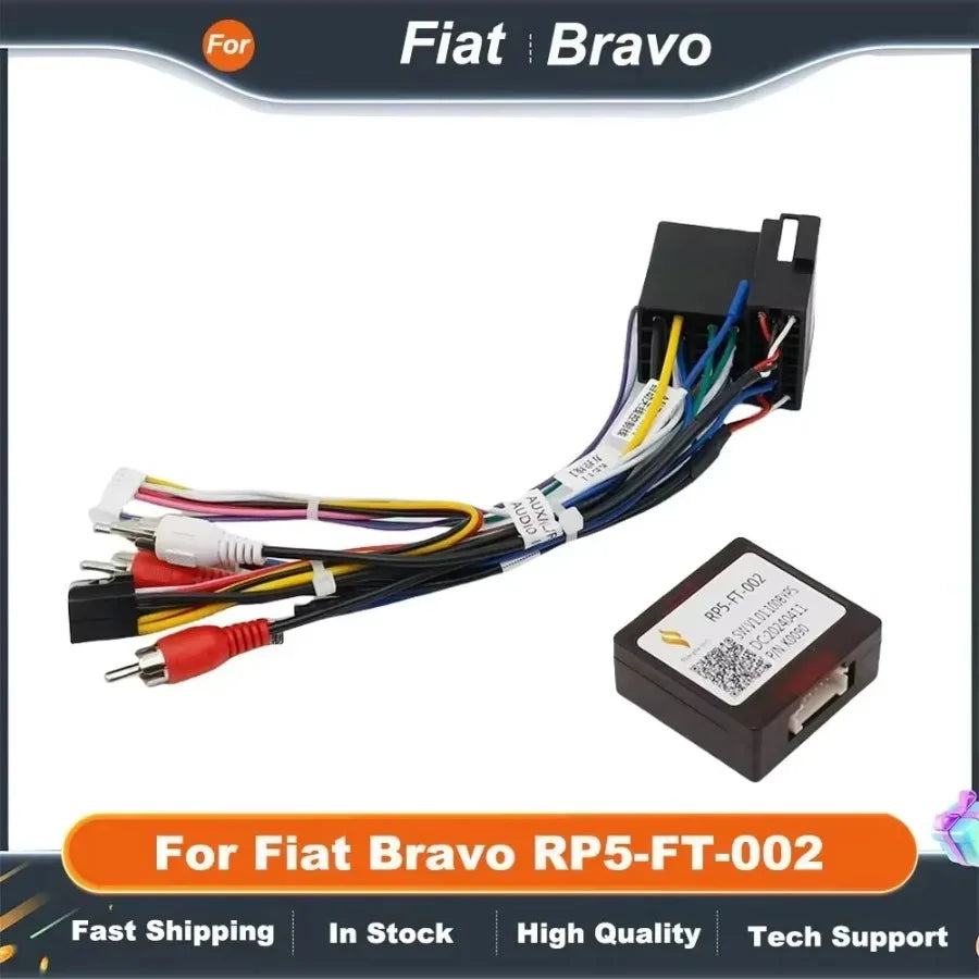 16pin Wiring Harness Adapter with CANBUS Decoder for Fiat Bravo Android Radio Power Cable RP5-FT-002