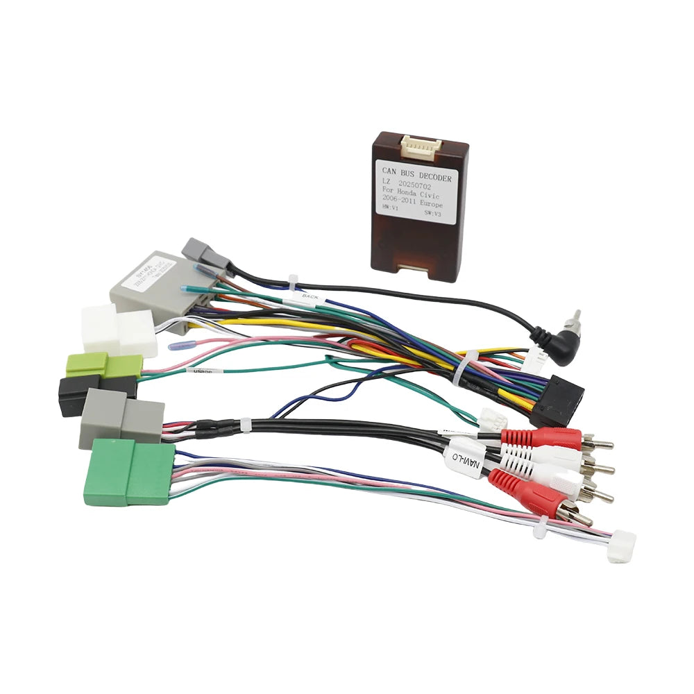 16pin Car Wiring Harness Adapter Canbus Box Decoder for Honda Civic Hatchback 5D European Android Radio Power Cable
