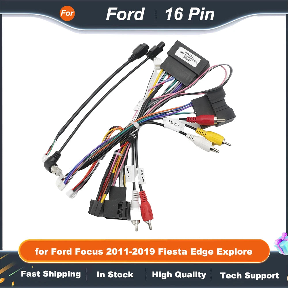 16 pin Harness CANBUS Decoder Box FORD-RZ-10/RZ-FD10/RZ-FD60 for Ford Focus 2011-2019 Fiesta Edge Explore Android RADIO Sync