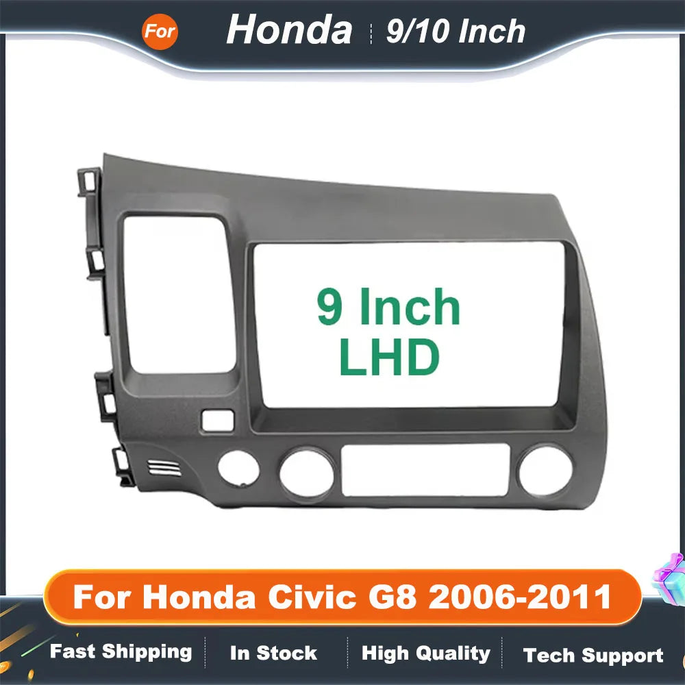 9/10 Inch Car Radio Fascia Frame for Honda Civic G8 2006-2011 Android Stereo Dash Fitting Panel Kit Adapter Trim