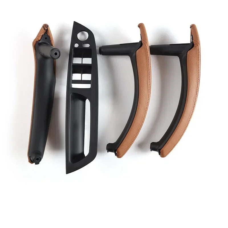 LHD Upgraded Interior Door Handle with Leather Cover Assembly Full Set For BMW X5 X6 E70 E71 E72 2007-2014