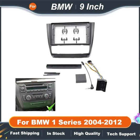 9 Inch Car Radio Fascia Frame for BMW 1 Series E81 E82 E87 E88 Android Dash Panel Kit with Canbus Decoder