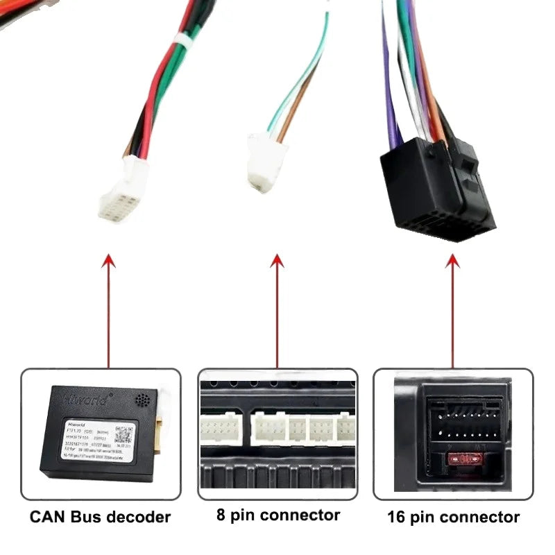 Wiring Harness CAN Bus Decoder, Audio RCA Plug, 16 Pin ISO Cable Adapter, for Alfa Romeo 147 156 159 GT Brera Spider MiTo