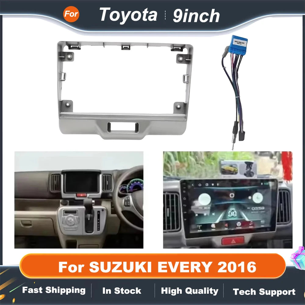 9 Inch car multimedia frame Kits Cable Fascia Panel For SUZUKI EVERY 2016 Android Big Screen Audio Fascias