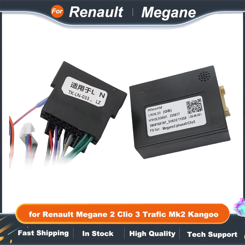 CAN Bus Decoder, 16 Pin to ISO Radio Harness Adapter, Car Android Wiring Cable for Renault Megane 2 Clio 3 Trafic Mk2 Kangoo
