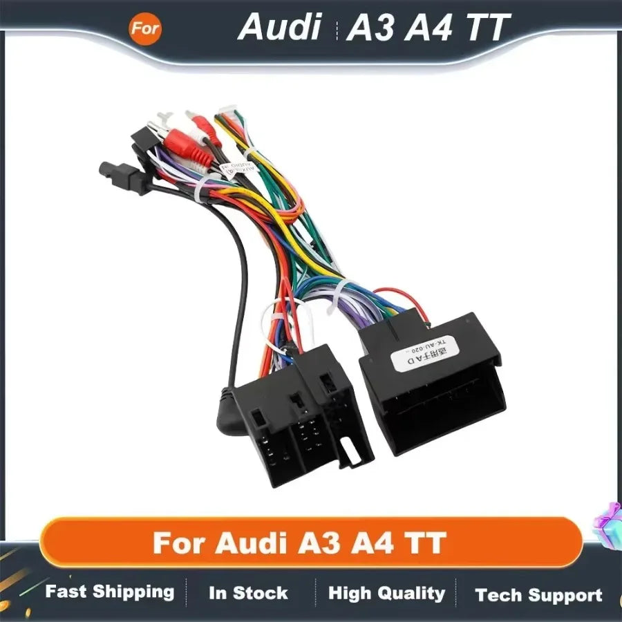 16pin Wiring Harness Adapter with CANBUS Decoder for Audi A3 A4 TT Android Radio Power Cable
