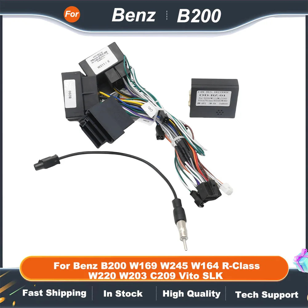 CANbus Box Adaptor Decoder For Benz B200 W169 W245 W164 R-Class W220 W203 C209 Vito SLK With 16Pin Power Wiring Harness Cable