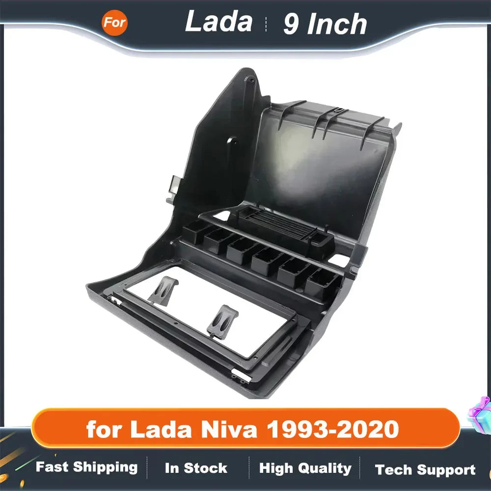 9 inch Car Radio Fascia Frame for Lada Niva 1993-2020 Dash Kit Install Plate GPS Adapter with 9 Inch Cover Trim