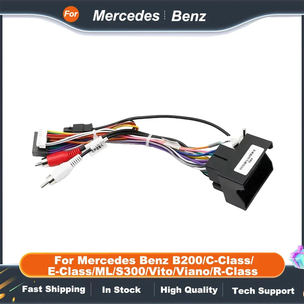16PIN Car Android Power Cable with CANBUS for Mercedes Benz B200/C-Class/E-Class/ML/S300/Vito/Viano/R-Class